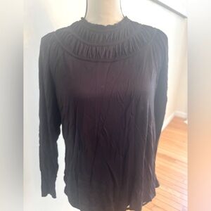 Loft Outlet Elegant Black Ruffle Women's Top-NEW